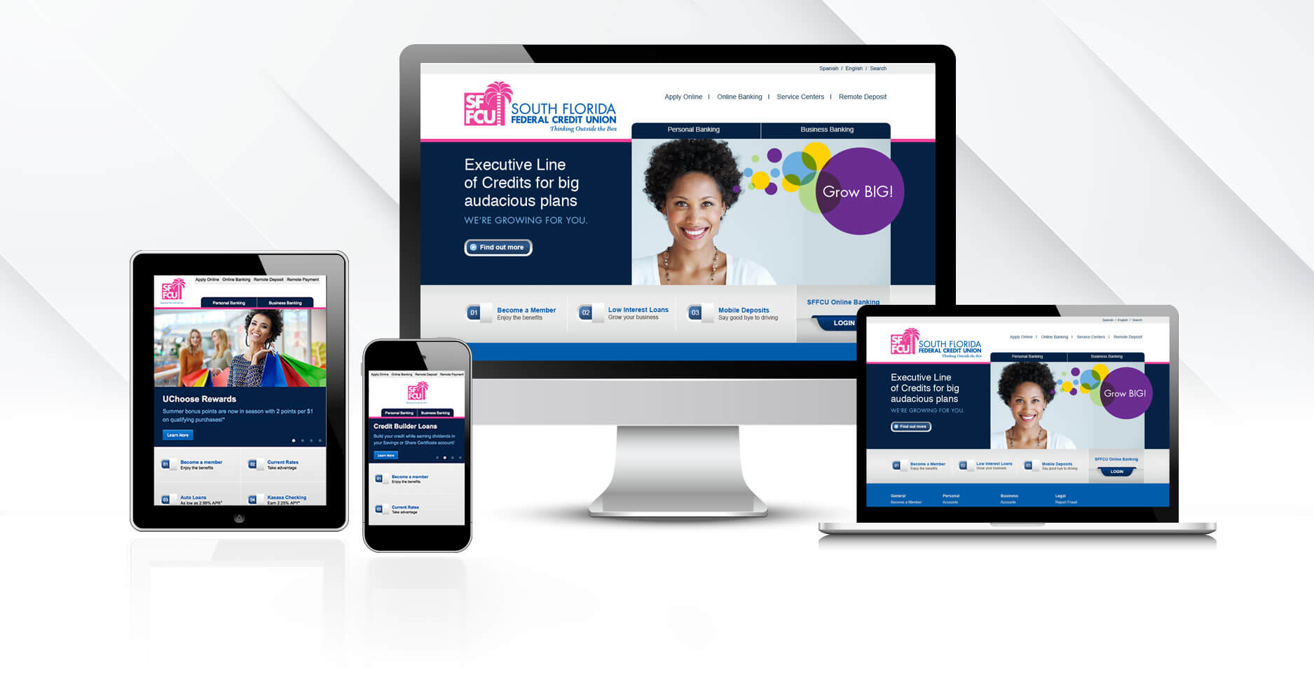 South Florida Credit Union's website displayed on multiple devices