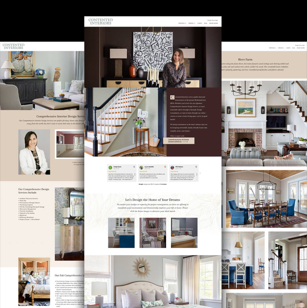 Contented interior design website pages