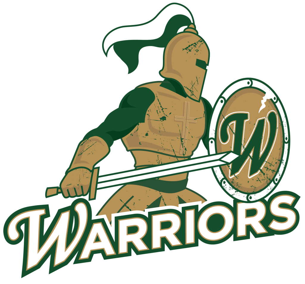 Profile view of private school logo mascot design for Warriors Team